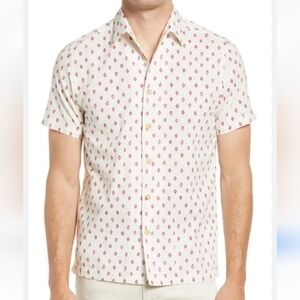 Ted Baker Ginton Slim Fit Geometric Short Sleeve Button-Up Shirt in White Size 4